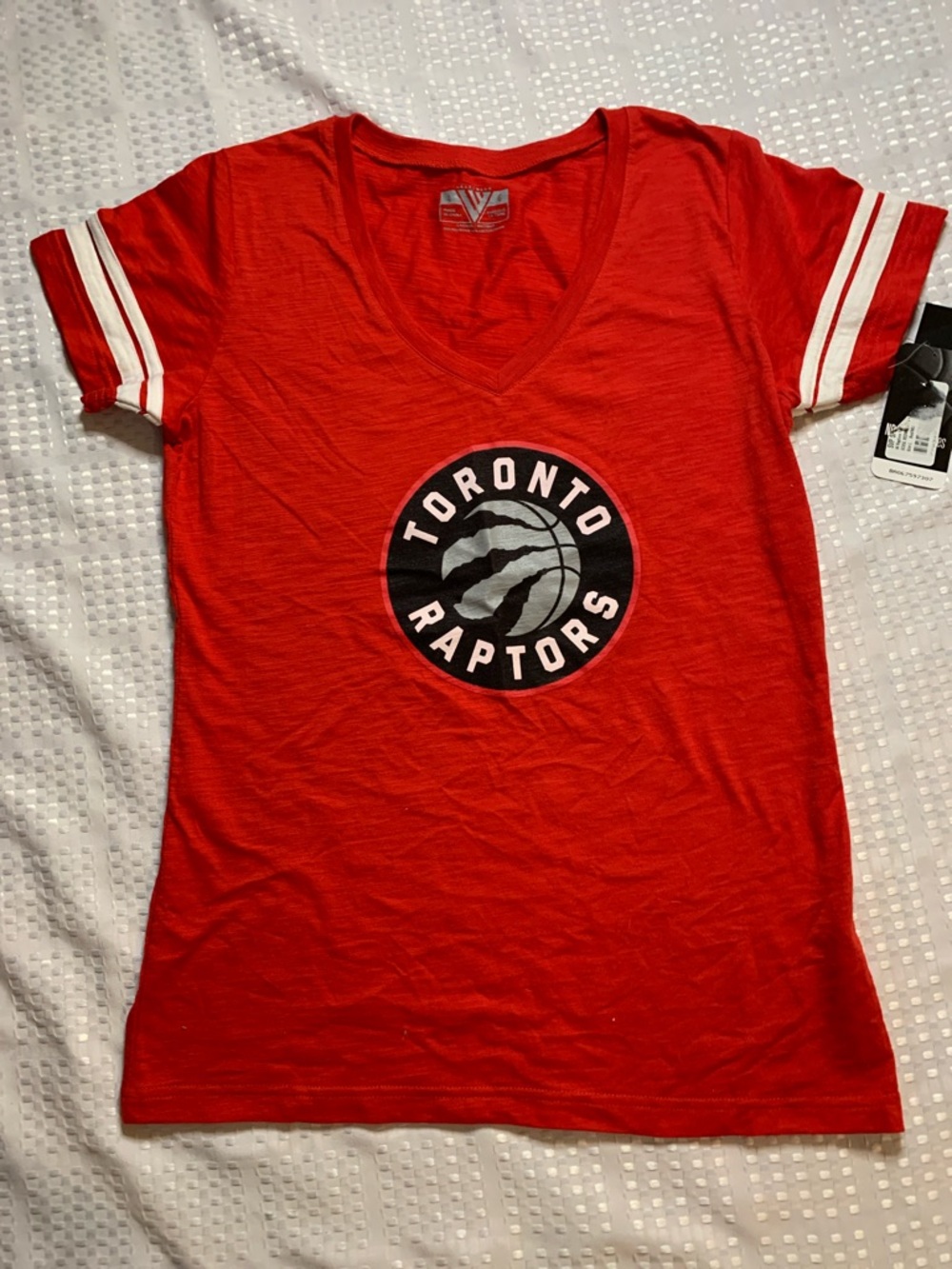 Women's Red V-Neck Short Sleeve Tee